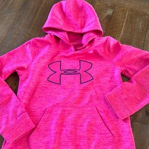 Kids Under Armour, neon pink, sweatshirt, side Medium